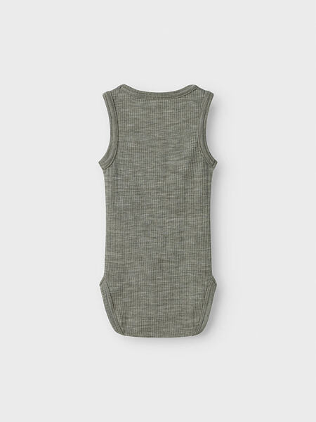 Dětské body s merinem Name It tílko Wax - dried sage 2