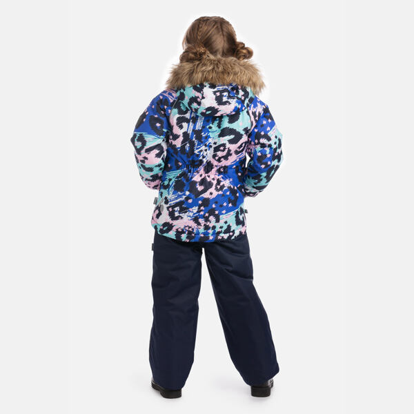 Dětská zimní bunda Huppa Alondra s kožíškem blue pattern 3