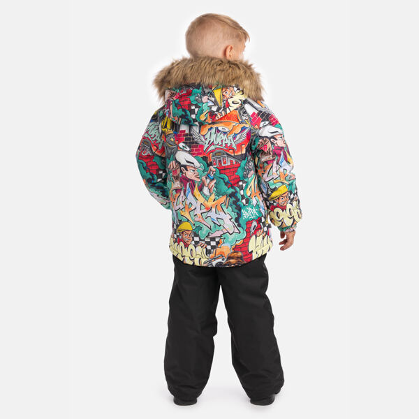 Dětská zimní bunda Huppa Marinel s kožíškem red pattern 3