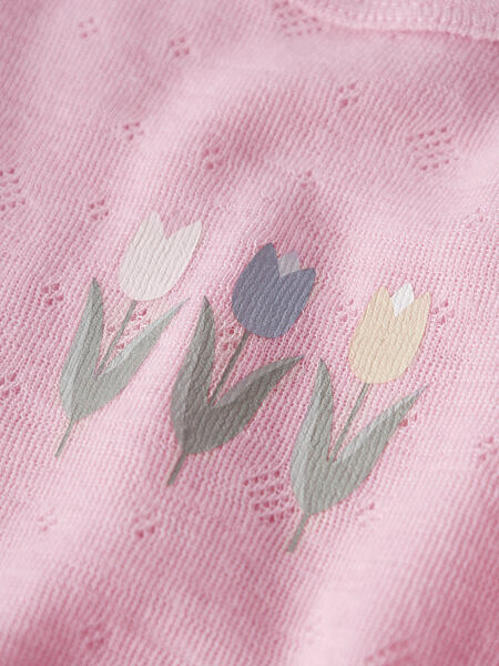 Dětské funkční tričko s merinem Name It Wang Small flowers dlouhý rukáv - coral blush 2