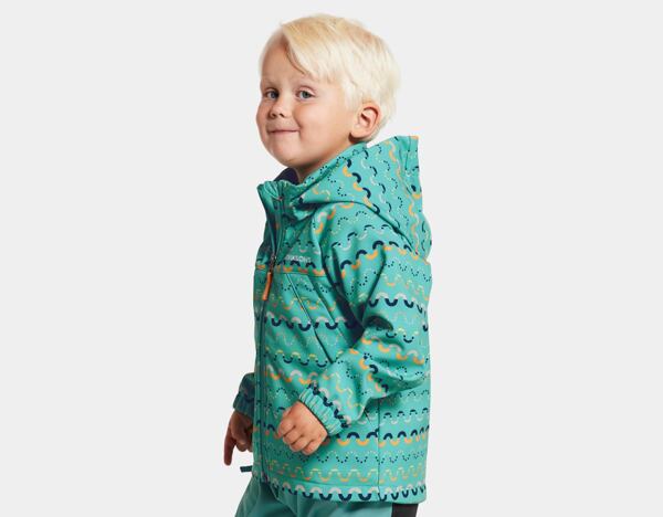 Dětská softshellová bunda Didriksons Dellen waveprint turquoise 9
