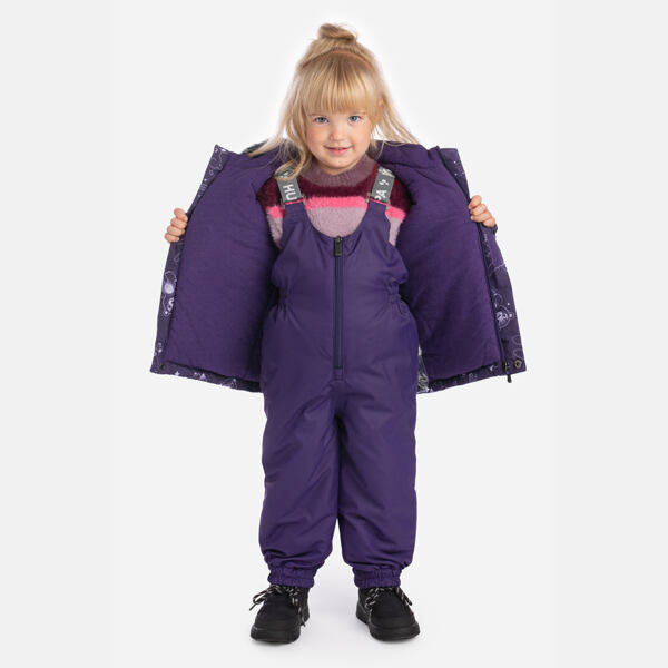Dětská zimní bunda Huppa Vesa s kožíškem dark lilac pattern 4