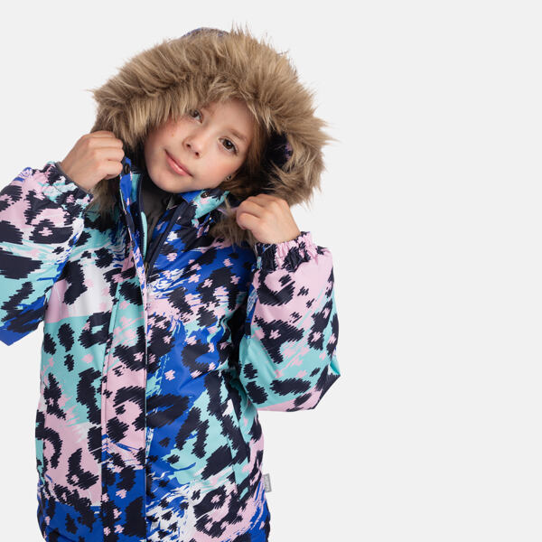 Dětská zimní bunda Huppa Alondra s kožíškem blue pattern 4