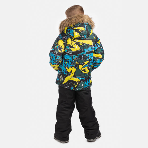 Dětská zimní bunda Huppa Marinel s kožíškem forest green pattern 2