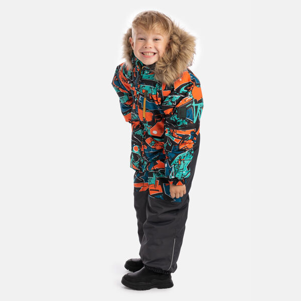 Dětská zimní kombinéza Huppa Wille 2 bright orange pattern / dark gray 2