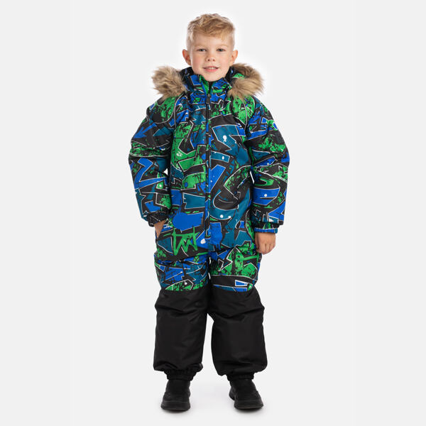 Dětská zimní kombinéza Huppa Wille 2 classic green pattern / black