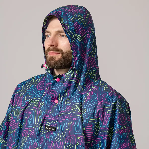 Festivalové poncho pro dospělé Mac in a Sac neon jazz detail