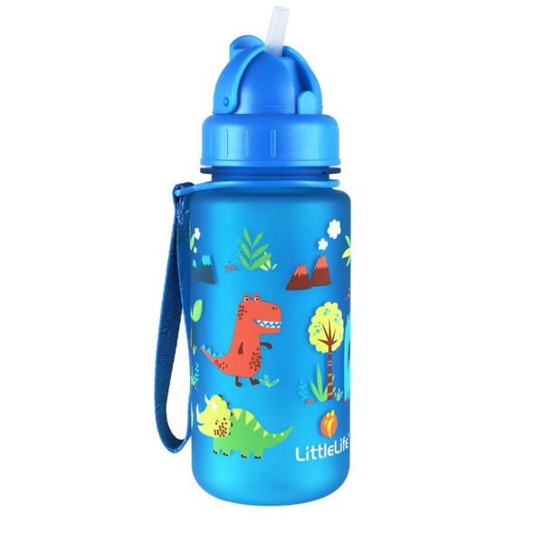 Dětská lahev s brčkem LittleLife Modrá (dinosauři) 2