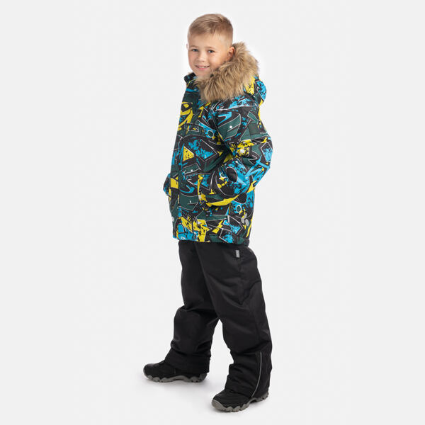Dětská zimní bunda Huppa Marinel s kožíškem forest green pattern 3