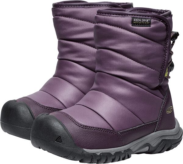 Dětské zimní boty Keen Puffrider WP sněhule - black plum/daiquiri green 9