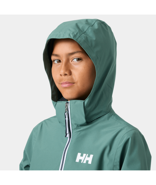 Lehká bunda Helly Hansen Koster v zelené barvě, detail na kapuci.