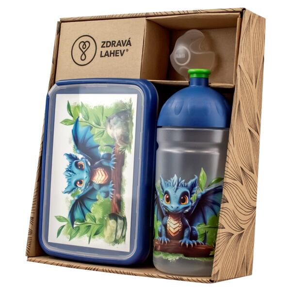 SET ZDRAVÁ LAHEV A ZDRAVÁ SVÁČA svačinový box a lahev 0,5l Dráček 2