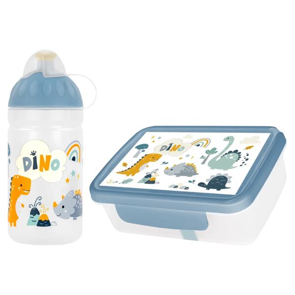 SET ZDRAVÁ LAHEV A ZDRAVÁ SVÁČA svačinový box a lahev 0,5l Dino 3