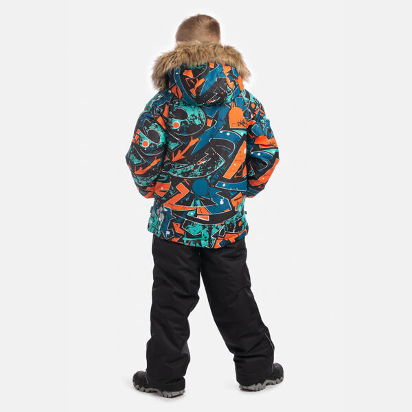 Dětská zimní bunda Huppa Marinel s kožíškem bright orange pattern 3