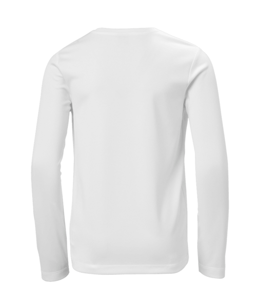Bílé dětské funkční UV tričko Helly Hansen Jr Tech LS Crew dlouhý rukáv zezadu