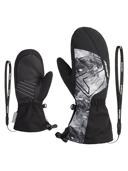 Dětské zimní rukavice Ziener Lavalino AS AW Jr black grey mountain print - palčáky