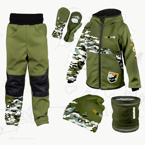 Dětský softshellový outfit khaki - Maskáč