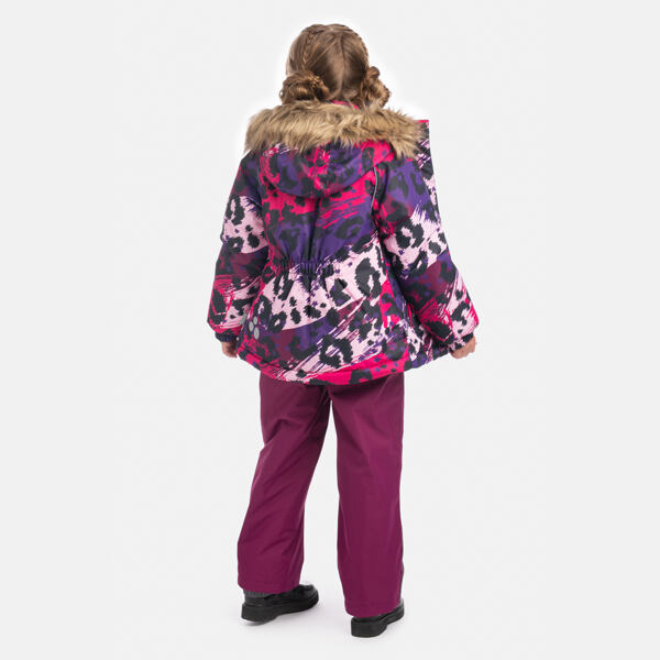 Dětská zimní bunda Huppa Alondra s kožíškem fuchsia pattern 3
