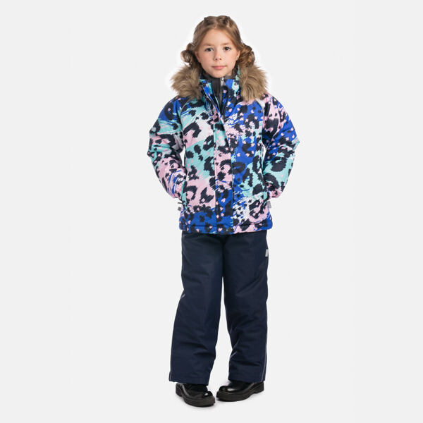 Dětská zimní bunda Huppa Alondra s kožíškem blue pattern 5
