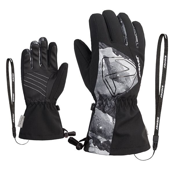 Dětské zimní rukavice Ziener Laval AS AW Jr black grey mountain print - prstové