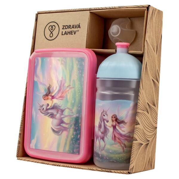 SET ZDRAVÁ LAHEV A ZDRAVÁ SVÁČA svačinový box a lahev 0,5l Kouzelný jednorožec 5