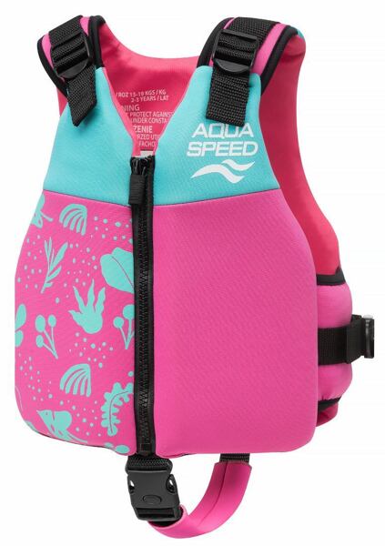 Dětská plovací vesta Aqua Speed Safe Splash s bezpečnostním páskem - růžová