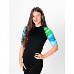 Dámské funkční UV tričko Drexiss CoolMax shapes green blue krátký rukáv