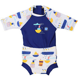 Dětské plavky/kostýmek Splash About Happy Nappy 3/4 rukáv Tug Boats