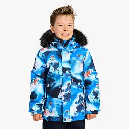 Dětská zimní bunda Huppa Ante s kožíškem navy pattern