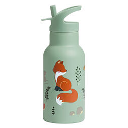 Dětská nerezová termo lahev A Little Lovely Company s brčkem 350 ml kamarádi z lesa