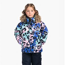 Dětská zimní bunda Huppa Alondra s kožíškem blue pattern