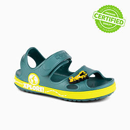 Dětské sandály Coqui Yogi jungle green / citrus + amulet