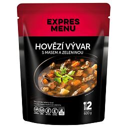 Hovězí vývar s masem a zeleninou Expres menu 2 porce