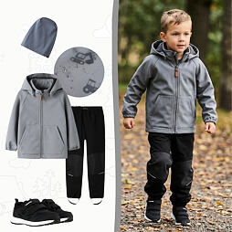 Dětský softshellový outfit Name It s magickým efektem - šedý