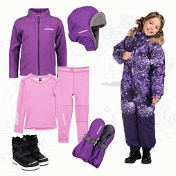 Dětský zimní outfit Huppa Wille - dark lilac pattern / dark lilac