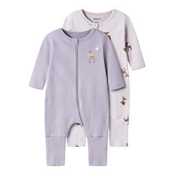 Dětský overal Name It Night suit deer - lilac marble / lavender gray 2pack