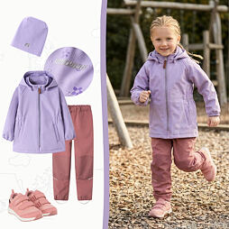 Dětský softshellový outfit Name It s magickým efektem - fialový