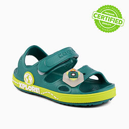 Dětské sandály Coqui Yogi jungle green / citrus + amulet astronaut