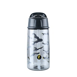 Dětská lahev s brčkem LittleLife Flip-Top Bottle 550 ml Šedá (maskáčová)
