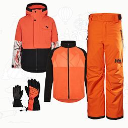 Dětský zimní outfit pro lyžaře neon orange