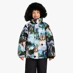 Dětská zimní bunda Huppa Ante s kožíškem multicolor pattern