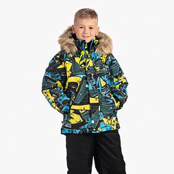 Dětská zimní bunda Huppa Marinel s kožíškem forest green pattern
