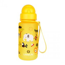 Dětská lahev s brčkem LittleLife Žlutá (safari)