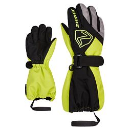 Dětské zimní rukavice Ziener Lauro AS black/lime - prstové s poutkem