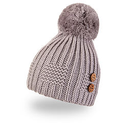 Dětská pletená čepice Little Angel s bambulí a knoflíky Outlast ® - sv. šedá