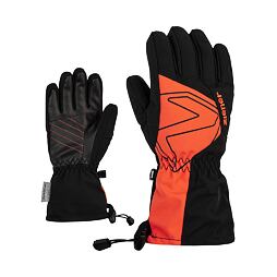 Dětské zimní rukavice Ziener Laval AS AW Jr black burnt orange - prstové s poutkem