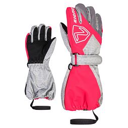 Dětské zimní rukavice Ziener Lauro AS light melange/neon pink - prstové s poutkem