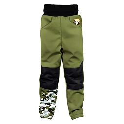Dětské softshellové kalhoty Wamu s fleecem Maskáč - khaki