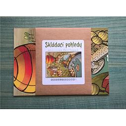 Skládací pohledy - Let balonem, omalovánky