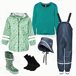 Dětský nepromokavý outfit Playshoes Lesní svět - zelený